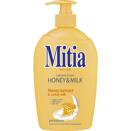 Mitia 500ml tek.mýdlo Honey&Milk pumpi | Toaletní mycí prostředky - Tekutá mýdla - S dávkovačem